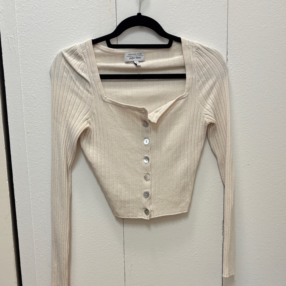 & Other Stories Cream Ribbed Button-Down Top